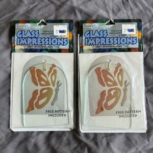 Two Sets of Darice Glass Impressions Sun Catcher or Ornament Kit Crafts Art
